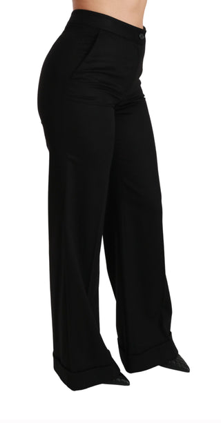 Elegant High Waist Flared Cashmere Pants - Luxury for You