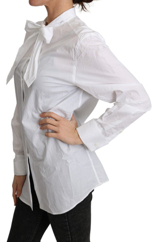 Elegant Scarf Neck Cotton Blouse - Luxury for You