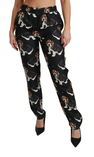 Elegant Silk Puppy Dog Print Pants - Luxury for You