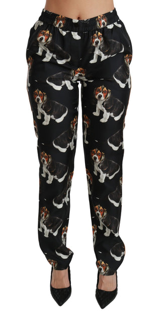 Elegant Silk Puppy Dog Print Pants - Luxury for You