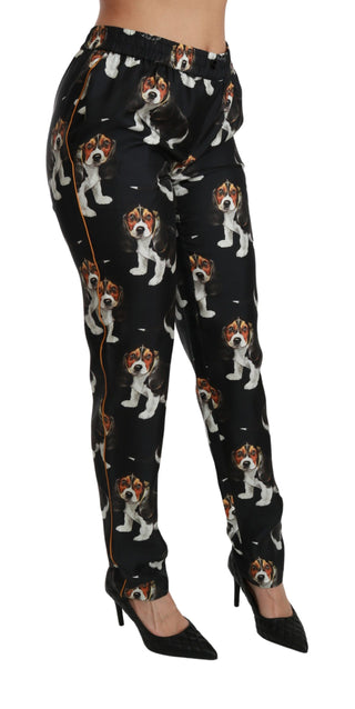 Elegant Silk Puppy Dog Print Pants - Luxury for You