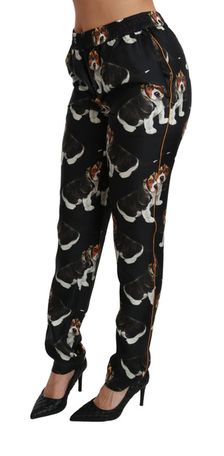 Elegant Silk Puppy Dog Print Pants - Luxury for You