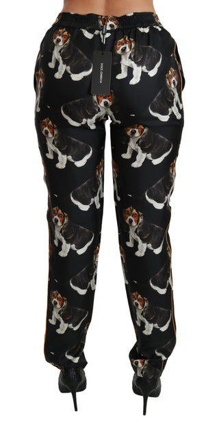 Elegant Silk Puppy Dog Print Pants - Luxury for You