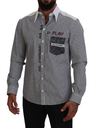 Classic Black And White Striped Button-down Shirt