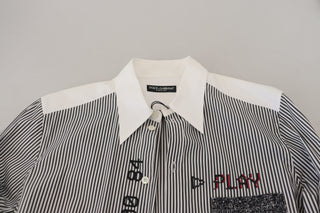 Classic Black And White Striped Button-down Shirt