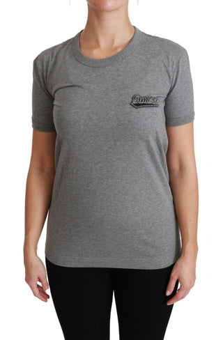 Chic Gray Amore Patch Crewneck Tee - Luxury for You