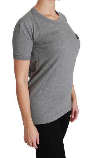 Chic Gray Amore Patch Crewneck Tee - Luxury for You