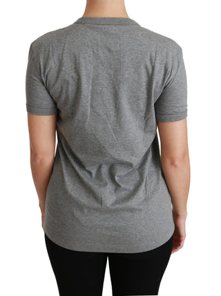 Chic Gray Amore Patch Crewneck Tee - Luxury for You