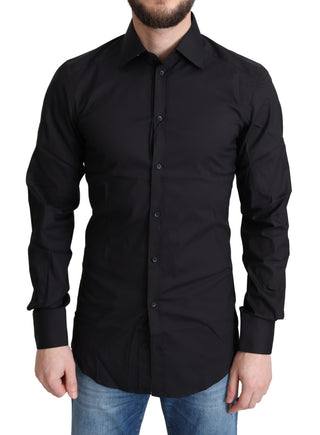 Elegant Black Gold Slim Fit Dress Shirt - Luxury for You