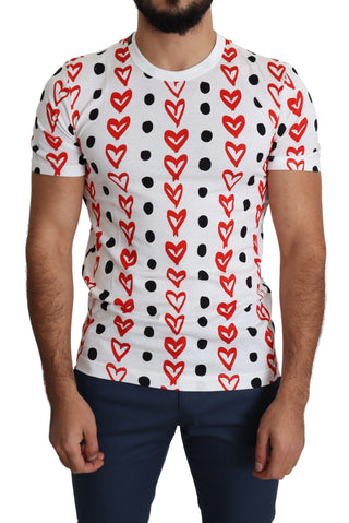 Chic White Cotton Tee With Heart Print - Luxury for You