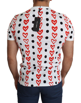 Chic White Cotton Tee With Heart Print - Luxury for You