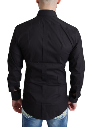 Elegant Black Gold Slim Fit Dress Shirt - Luxury for You