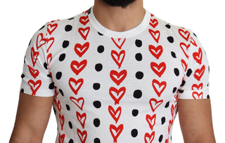 Chic White Cotton Tee With Heart Print - Luxury for You