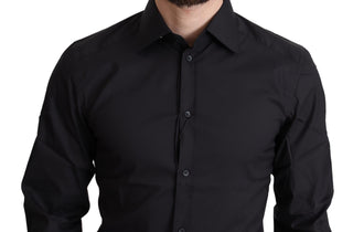 Elegant Black Gold Slim Fit Dress Shirt - Luxury for You