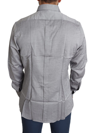 Elegant Gray Slim Fit Cotton Dress Shirt - Luxury for You