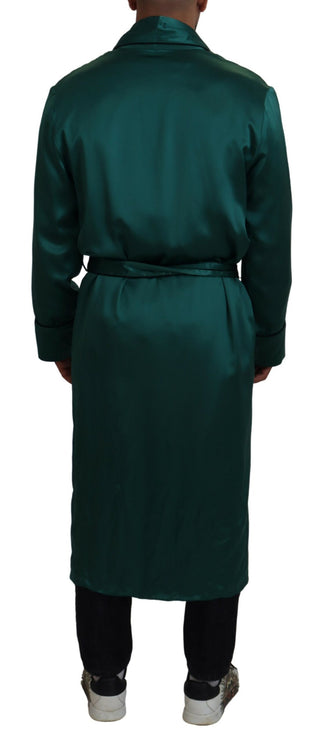 Elegant Silk Robe In Lush Green