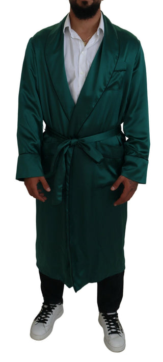 Elegant Silk Robe In Lush Green