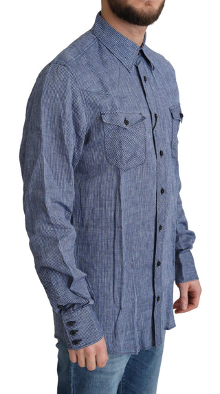 Elegant Striped Linen Button-down Shirt - Luxury for You