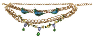 Exquisite Crystal And Brass Necklace