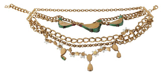 Exquisite Crystal And Brass Necklace