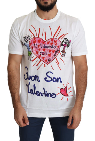 Romantic Heart Print Crew Neck Tee - Luxury for You