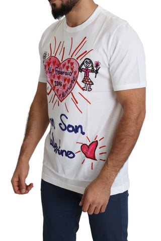 Romantic Heart Print Crew Neck Tee - Luxury for You