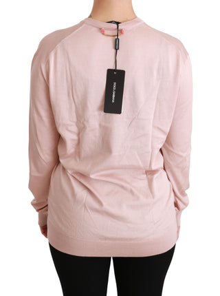 Pink Floral Silk V-neck Sweater - Luxury for You