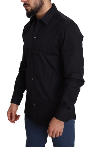 Elegant Black Cotton Stretch Dress Shirt - Luxury for You