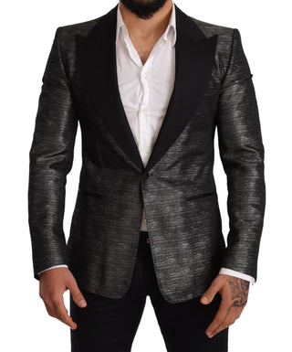 Metallic Gray Jacquard Slim Fit Blazer - Luxury for You