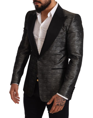 Metallic Gray Jacquard Slim Fit Blazer - Luxury for You