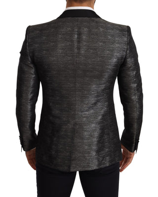 Metallic Gray Jacquard Slim Fit Blazer - Luxury for You