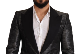 Metallic Gray Jacquard Slim Fit Blazer - Luxury for You