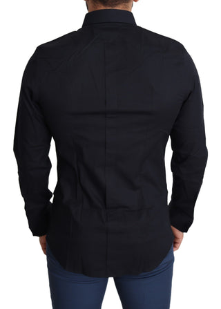 Sleek Black Slim Fit Cotton Stretch Dress Shirt - Luxury for You