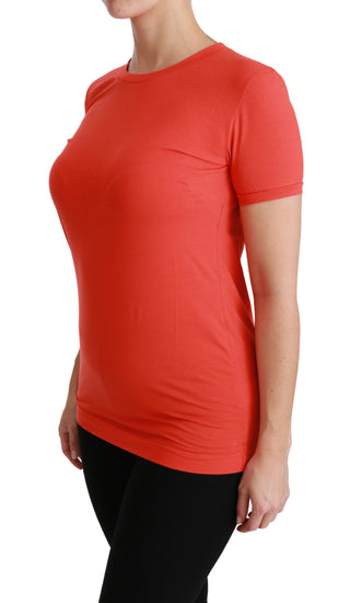 Elegant Red Crewneck Short Sleeve Tee - Luxury for You