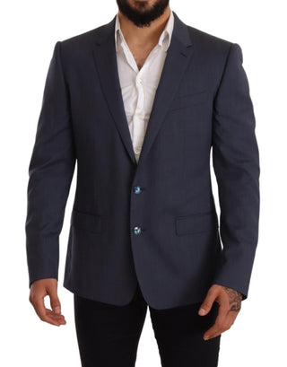 Elegant Blue Wool Martini Blazer Jacket - Luxury for You