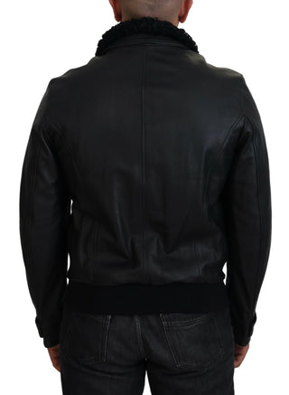 Chic Black Leather Silk-lined Jacket