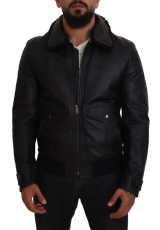 Chic Black Leather Silk-lined Jacket