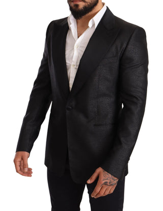 Elegant Black Metallic Slim Fit Blazer Jacket - Luxury for You