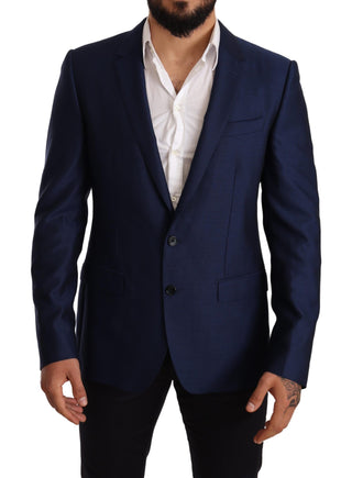 Elegant Blue Virgin Wool Martini Blazer - Luxury for You