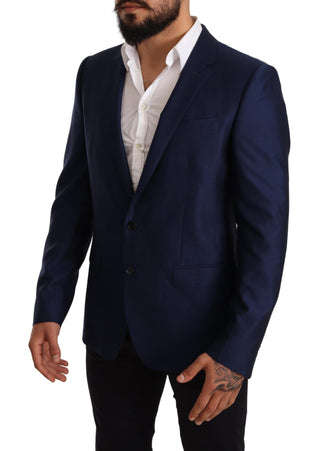 Elegant Blue Virgin Wool Martini Blazer - Luxury for You