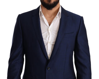 Elegant Blue Virgin Wool Martini Blazer - Luxury for You