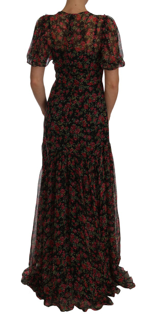 Elegant Floral A-line Silk Dress - Luxury for You