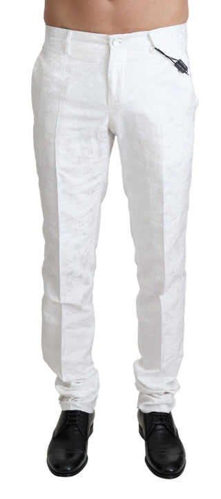 Elegant White Brocade Dress Pants - Luxury for You