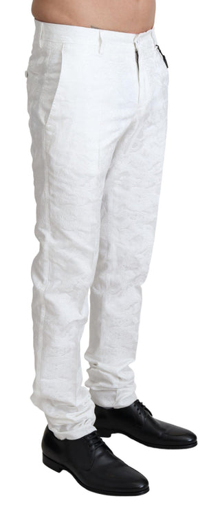 Elegant White Brocade Dress Pants - Luxury for You