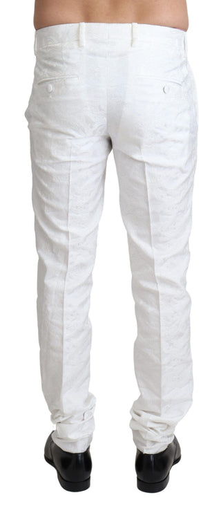 Elegant White Brocade Dress Pants - Luxury for You