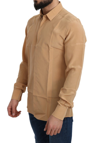 Elegant Yellow Silk Men's Formal Shirt - Luxury for You