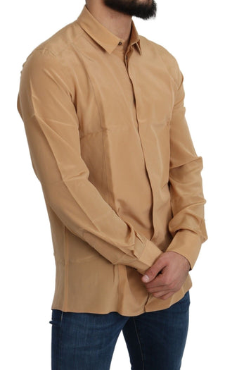 Elegant Yellow Silk Men's Formal Shirt - Luxury for You