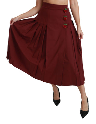 Elegant Red High Waist Virgin Wool Skirt - Luxury for You