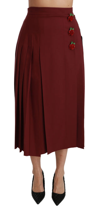 Elegant Red High Waist Virgin Wool Skirt - Luxury for You