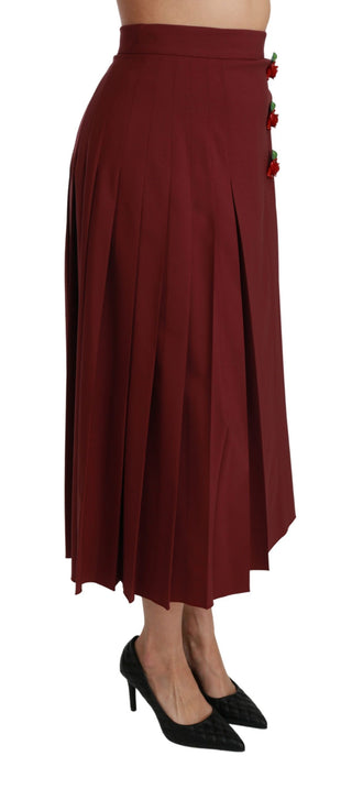 Elegant Red High Waist Virgin Wool Skirt - Luxury for You